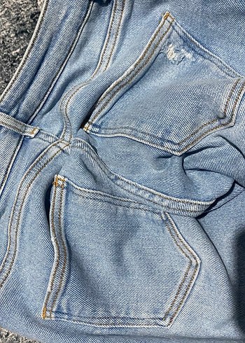 Kadın Mavi Bol Kesim Midi Kot Pantolon - Görsel 4