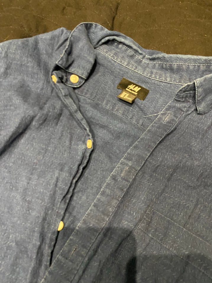 Gri Denim Erkek Gömlek Uzun Kollu - Görsel 2