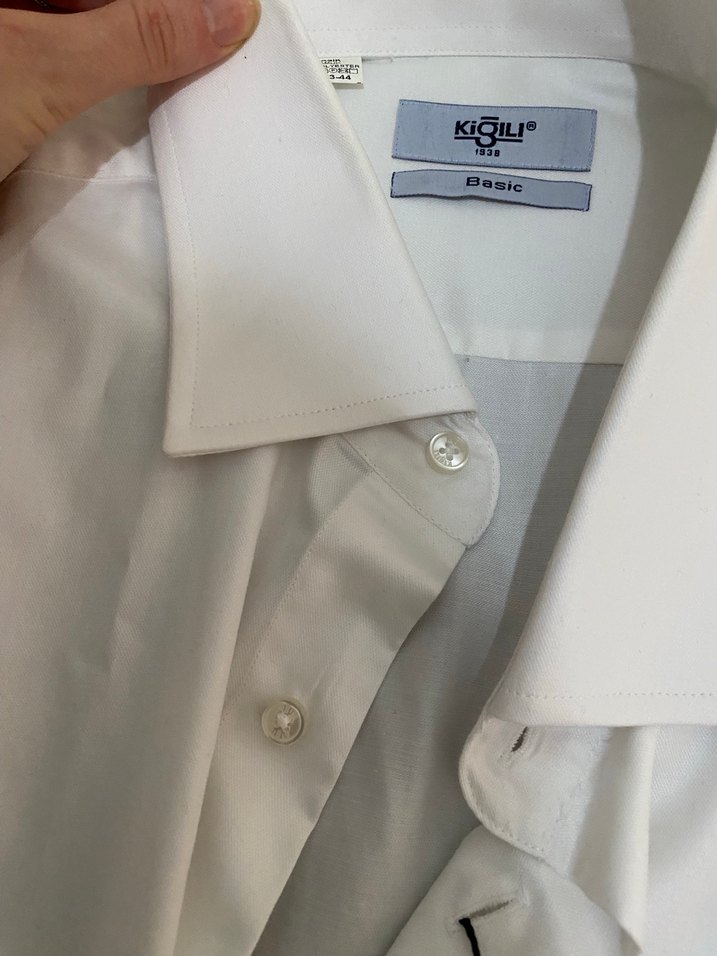 Düğmeli Beyaz Pamuklu Erkek Gömlek - Görsel 5