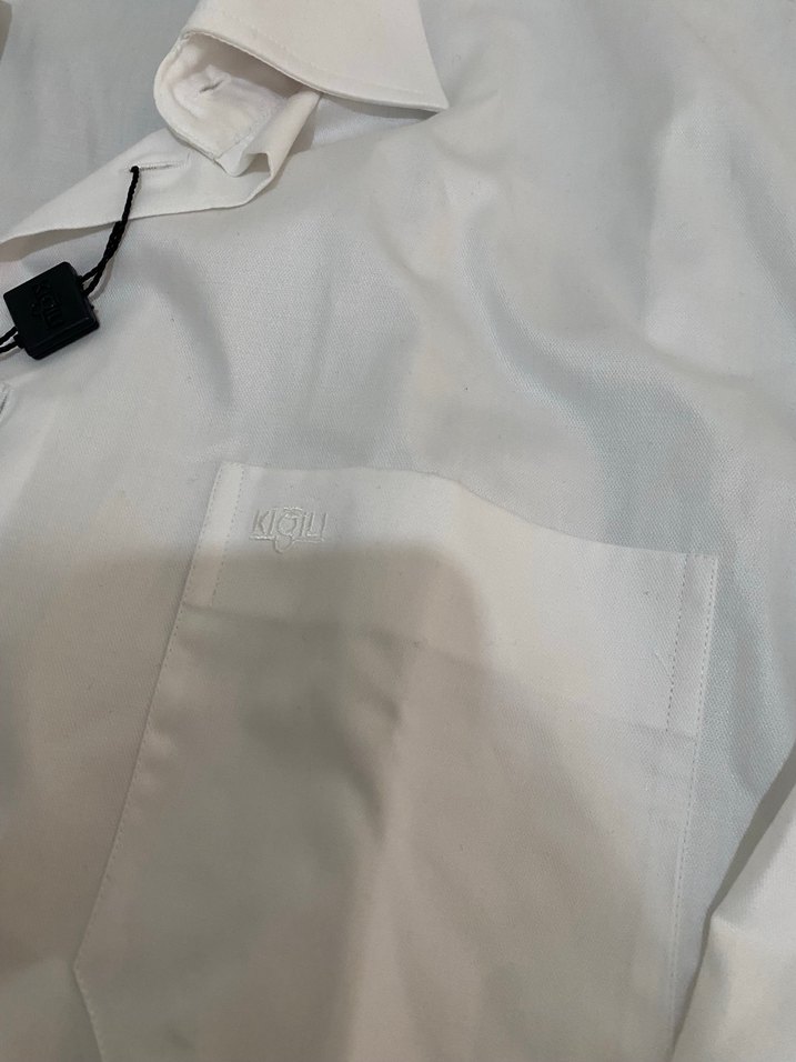 Düğmeli Beyaz Pamuklu Erkek Gömlek - Görsel 3