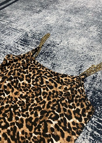 Kahverengi Yılan Desenli Uzun Elbise - Görsel 2