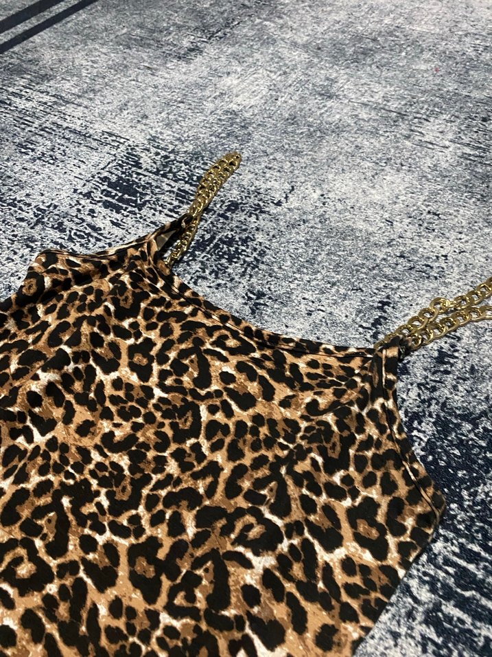 Kahverengi Yılan Desenli Uzun Elbise - Görsel 2