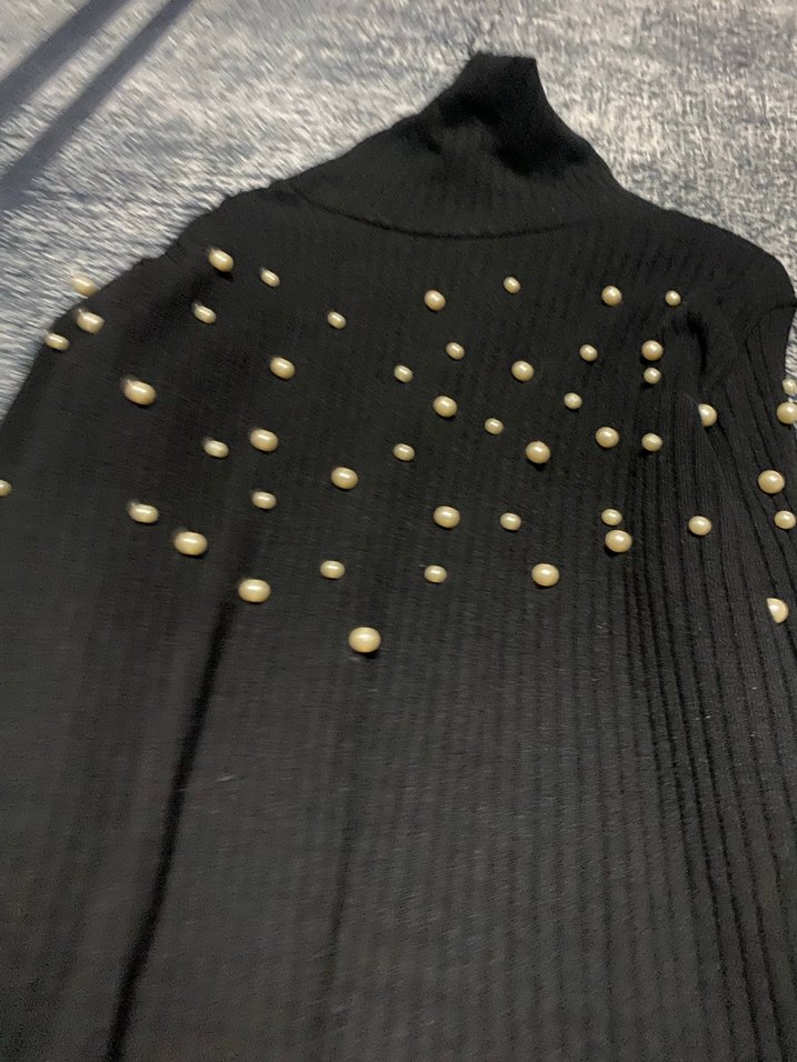 Siyah Uzun Triko Boğazlı Elbise - Görsel 2