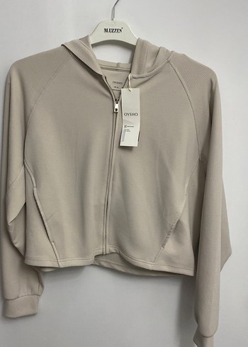 Oysho Bej Kapusonlu Fermuarli Kadin Sweatshirt