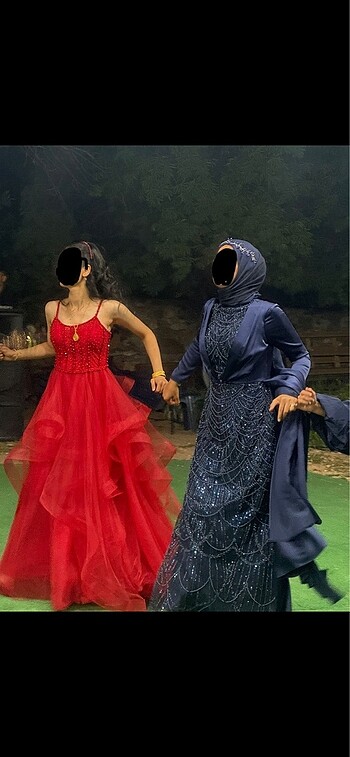 Kırmızı tüllü abiye