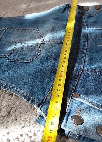 16-17 Yaş Beden mavi Renk Kız Çocuk Kot Askılı Şort Tulum
