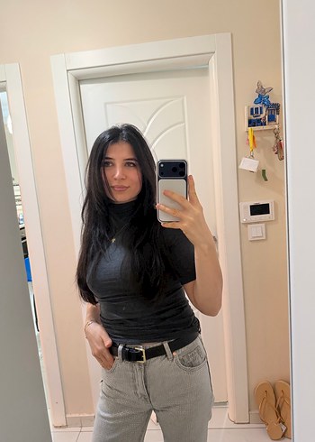 Payet Detaylı Gri Midi Kot Pantolon - Görsel 2