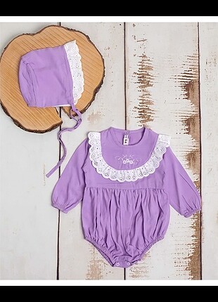 Lila nakışlı tulum set