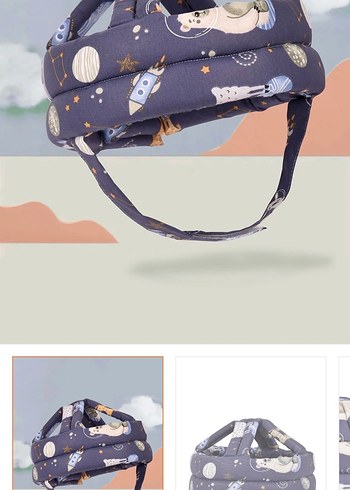 Desenli Gri Çocuk kafa Koruyucu Başlık - Görsel 2