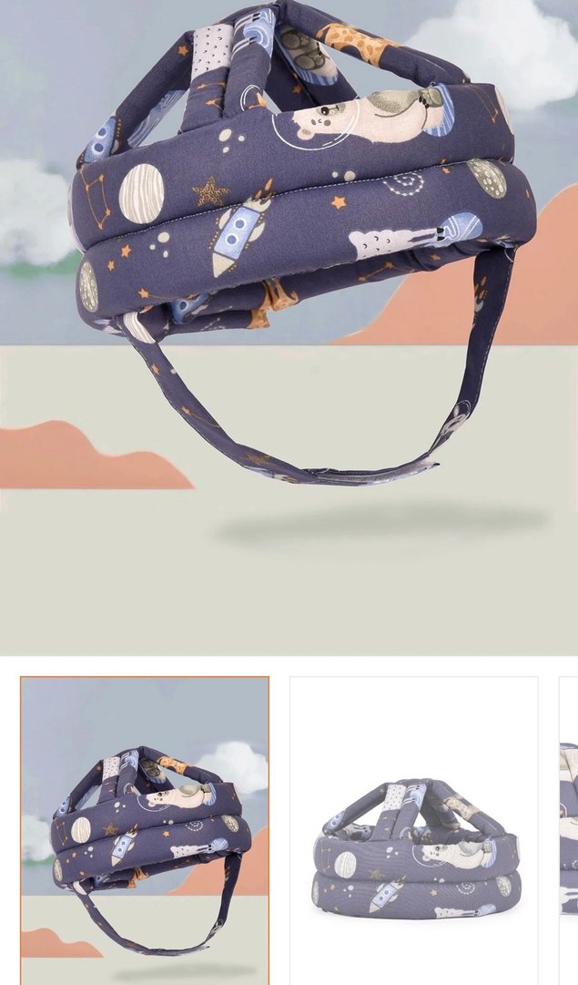 Desenli Gri Çocuk kafa Koruyucu Başlık - Görsel 2