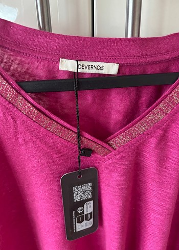 Mor V Yaka Kısa Kollu Salaş Tişört - Görsel 7