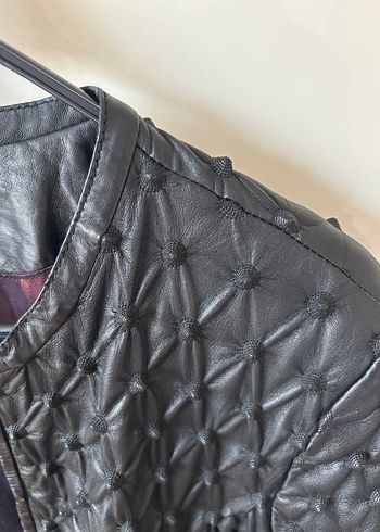 Kadın Siyah Deri Fermuarlı Ceket - Görsel 3