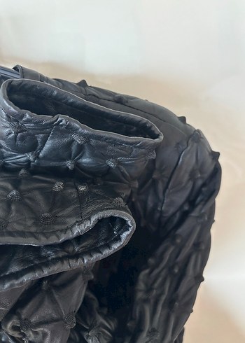 Kadın Siyah Deri Fermuarlı Ceket - Görsel 8