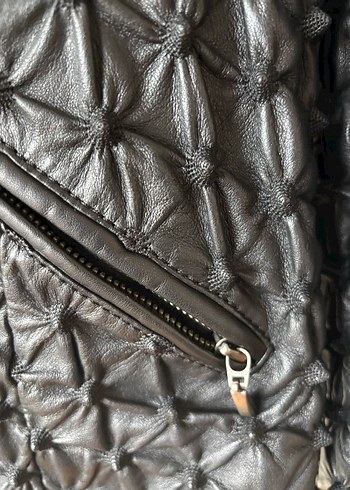 Kadın Siyah Deri Fermuarlı Ceket - Görsel 6