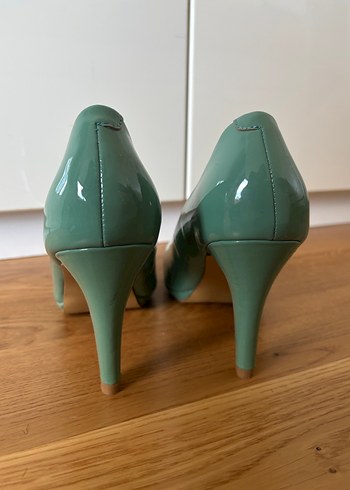 Turkuaz Rugan Stiletto Topuklu Kadın Ayakkabı - Görsel 6