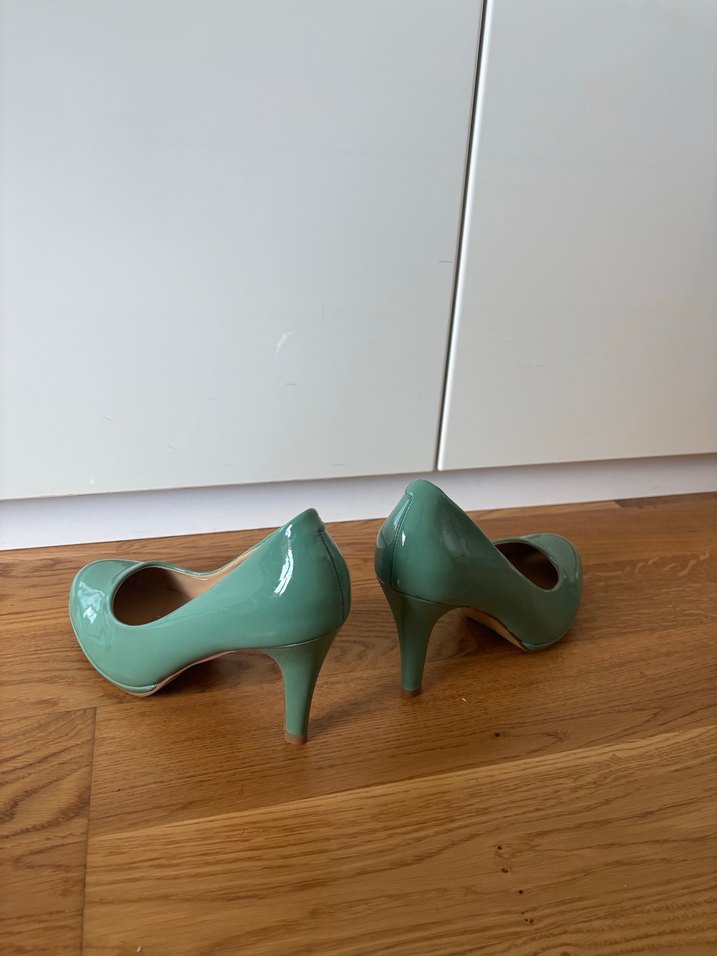 Turkuaz Rugan Stiletto Topuklu Kadın Ayakkabı - Görsel 5