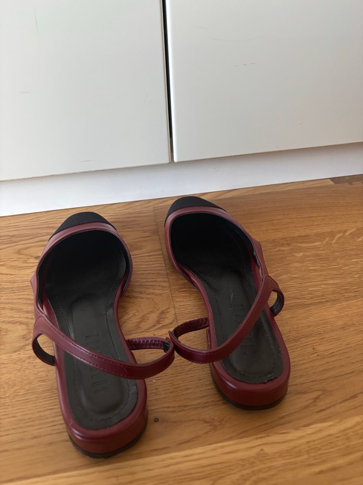 Bordo Tokalı Kadın Blok Topuklu Babet - Görsel 5