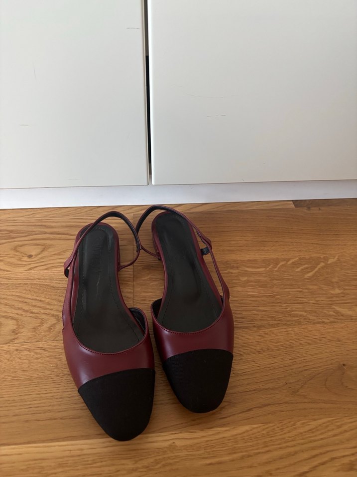 Bordo Tokalı Kadın Blok Topuklu Babet - Görsel 2