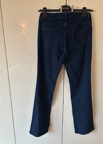 Lacivert Kemerli Kadın Kot Pantolon - Görsel 6