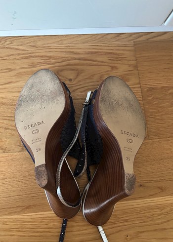 Lacivert Fiyonklu Kadın Dolgu Topuk Abiye Ayakkabı - Görsel 7