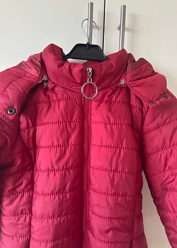 Kırmızı Fermuarlı Kadın Kışlık Mont - Görsel 3