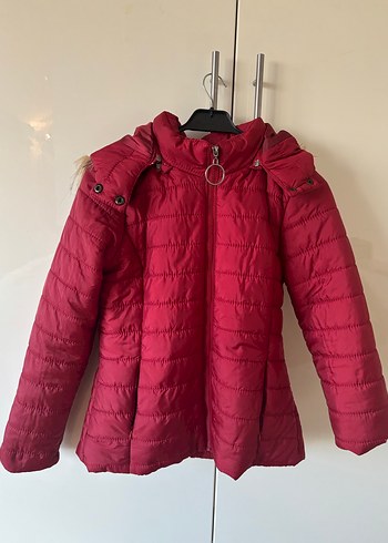 Kırmızı Fermuarlı Kadın Kışlık Mont - Görsel 2