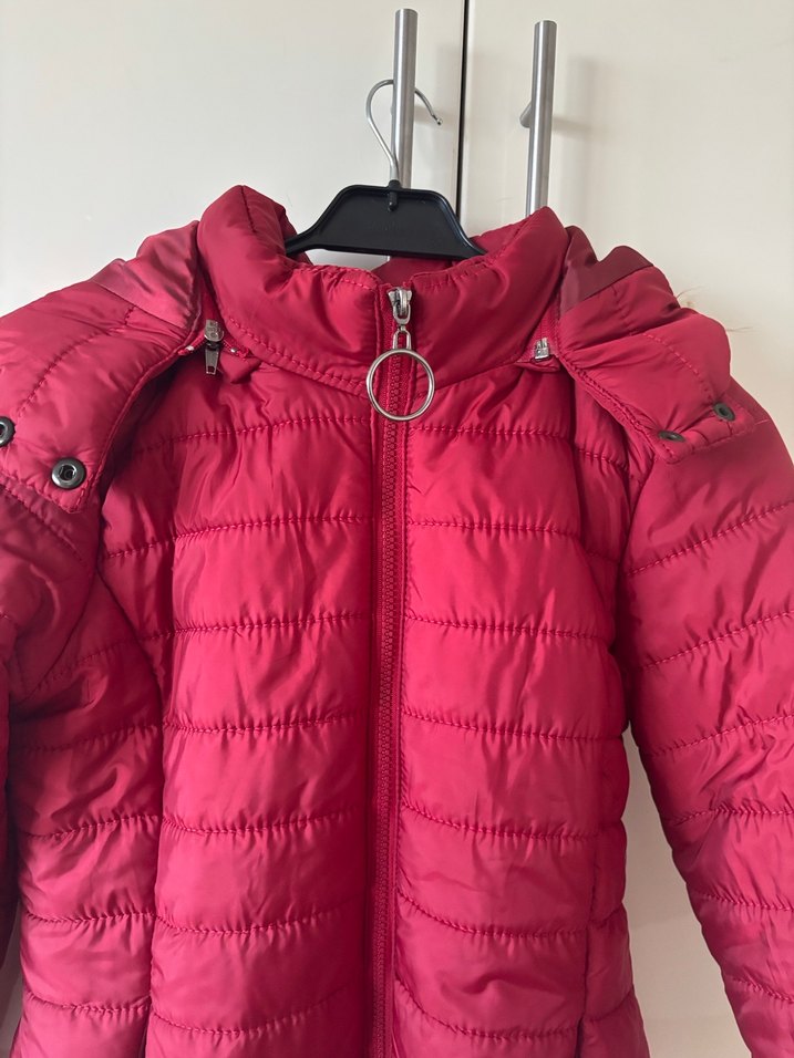 Kırmızı Fermuarlı Kadın Kışlık Mont - Görsel 3