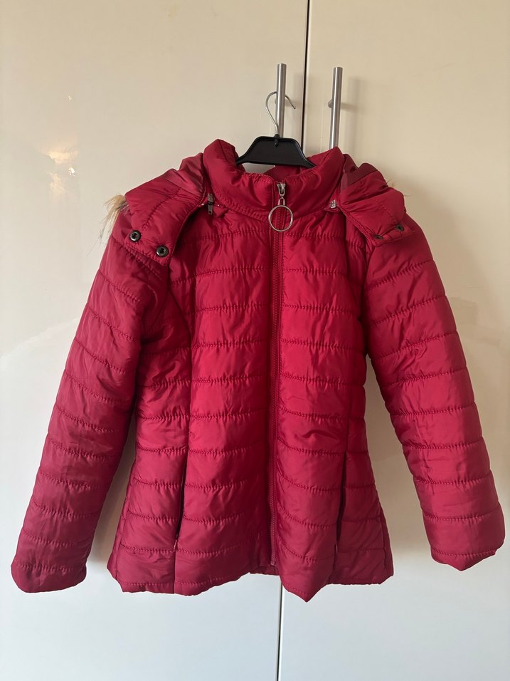 Kırmızı Fermuarlı Kadın Kışlık Mont - Görsel 2