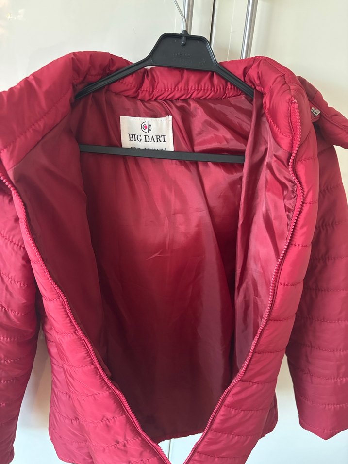 Kırmızı Fermuarlı Kadın Kışlık Mont - Görsel 5