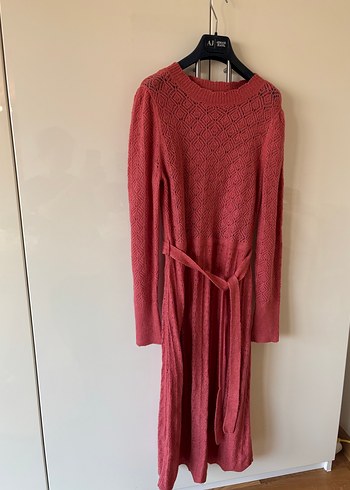 Bohem Tarzı Örgü Uzun mercan Elbise - Görsel 2