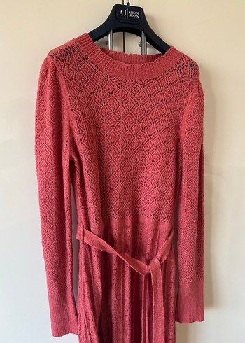 Bohem Tarzı Örgü Uzun mercan Elbise - Görsel 3