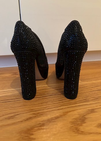 Siyah Nakışlı Platform Topuklu Kadın Abiye Ayakkabı - Görsel 5