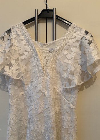 Bohem Beyaz Midi Mini Elbise 38 - Görsel 3