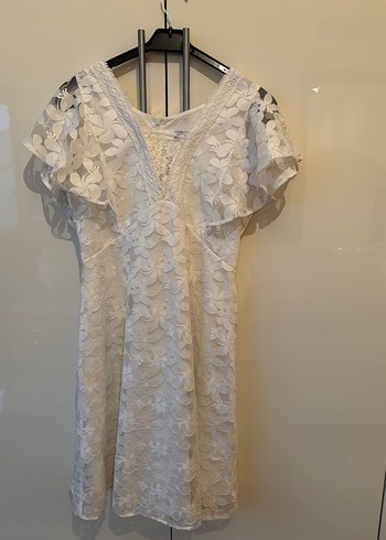 Bohem Beyaz Midi Mini Elbise 38 - Görsel 2