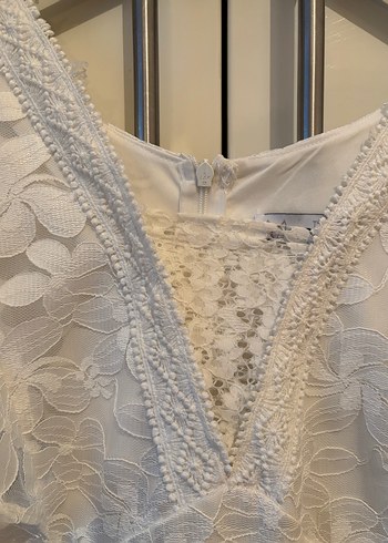 Bohem Beyaz Midi Mini Elbise 38 - Görsel 4