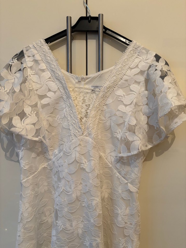 Bohem Beyaz Midi Mini Elbise 38 - Görsel 3