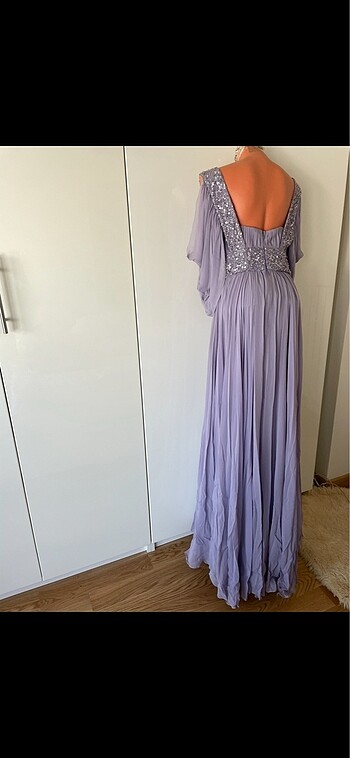 40 Beden mor Renk Elie Saab Lila İpek Elbise 40-42 Yeni Etiketli