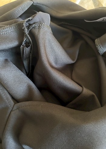 Siyah V Yakalı Uzun Kollu Drapeli Elbise - Görsel 7