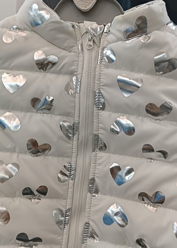 Kız Çocuk Beyaz Baskılı Fermuarlı Yelek - Görsel 2