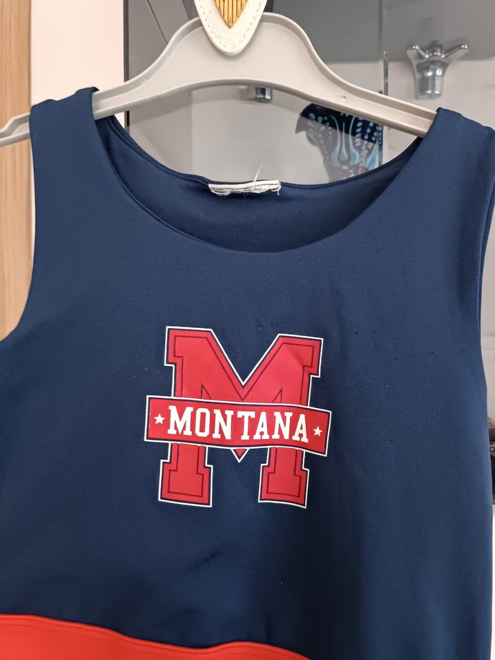 Kadın Lacivert Kırmızı Mini Crop Top - Görsel 2