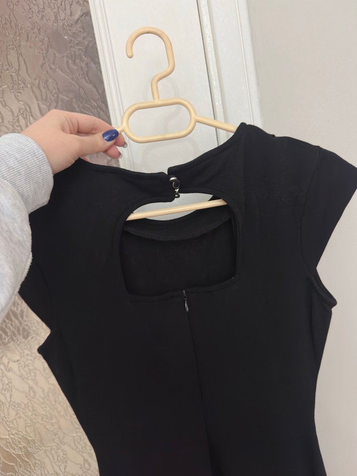 Adl Klasik Siyah Midi Elbise - Görsel 3