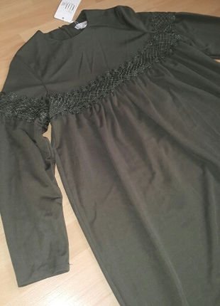 etiketli haki tunik