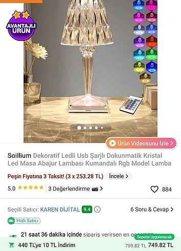 Dokunmatik & kumandalı lamba