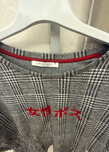 Gri Nakışlı Triko Kazak - Görsel 2