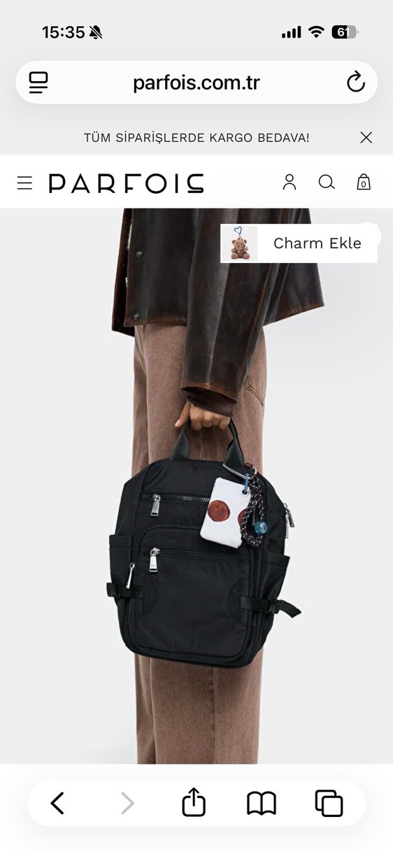 Parfois Charm'li Siyah  Sırt Çantası - Görsel 2