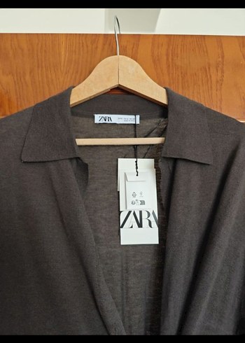 s Beden kahverengi Renk #Zara yün karışımlı triko elbise/tunik