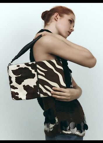 Zara zebra desen omuz çantası