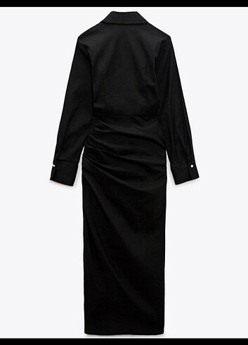 s Beden siyah Renk #Zara keten karışımlı drapeli elbise