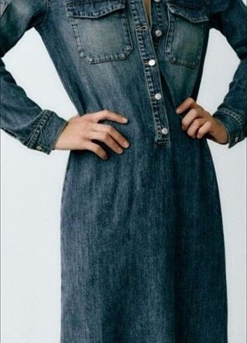 Zara #Zara trf uzun denim elbise