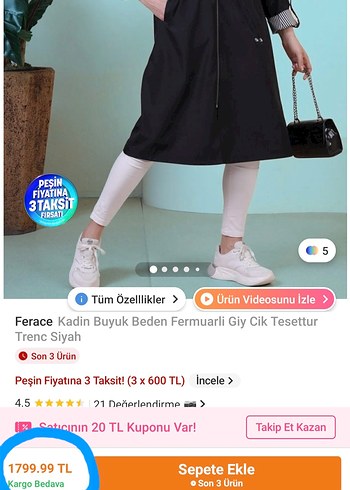 50 Beden siyah Renk Büyük beden trençkot
